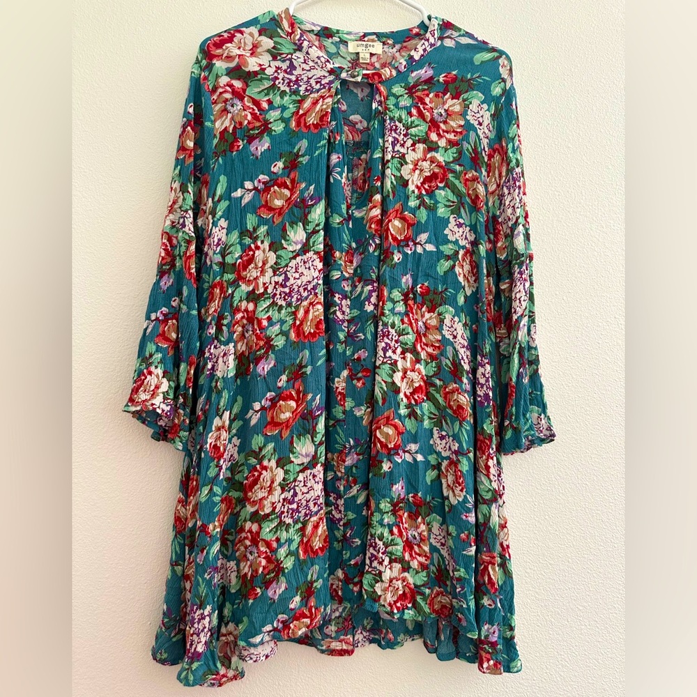 Umgee Floral Multicolor Boho Minidress/Tunic